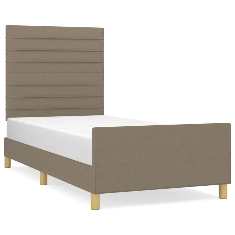 Cadre de lit sans matelas taupe 90x200 cm tissu - 2