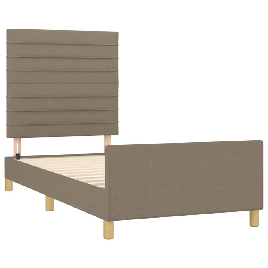 Cadre de lit sans matelas taupe 90x200 cm tissu - 4