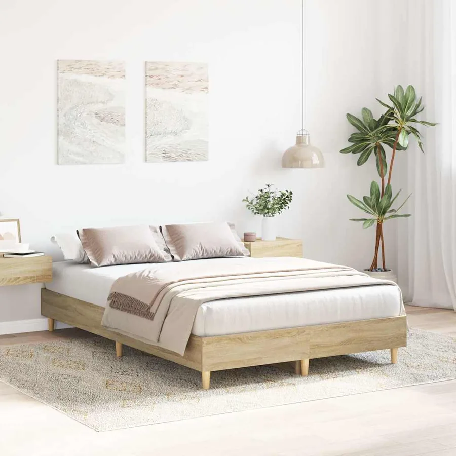 Cadre de lit sans matelas chêne sonoma 140x190 cm - 3
