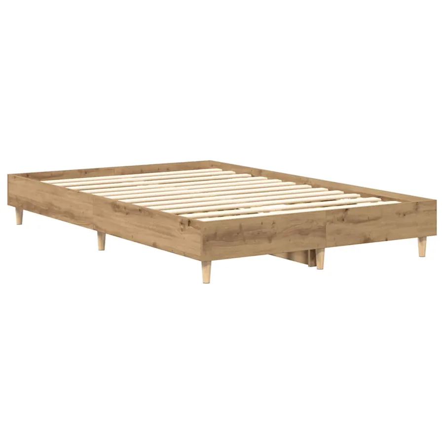 Cadre de lit sans matelas chêne artisanal 140x190 cm - 4