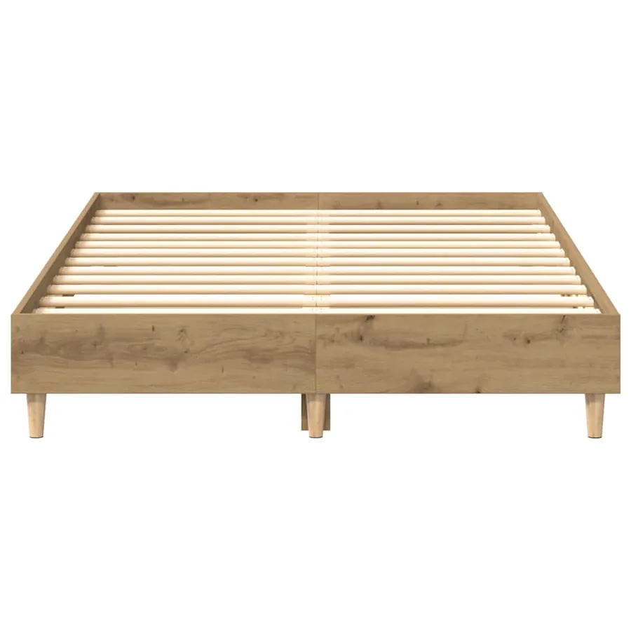 Cadre de lit sans matelas chêne artisanal 140x190 cm - 5