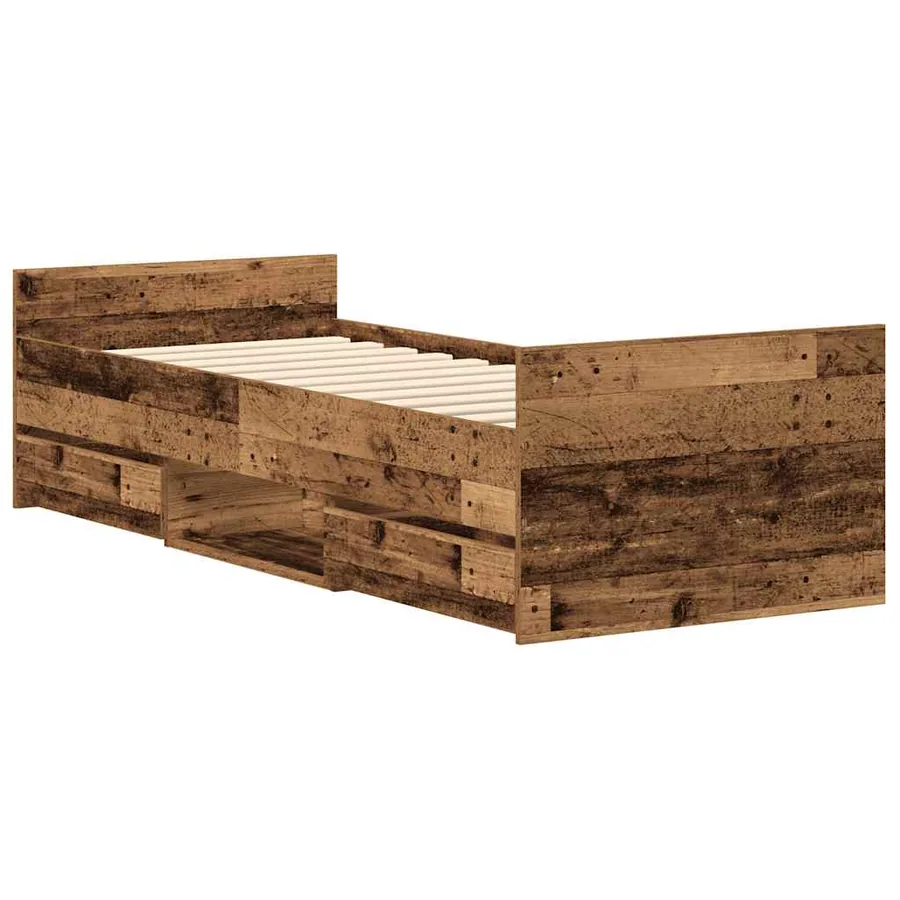 Cadre de lit sans matelas vieux bois 90x200 cm bois ingénierie - 4