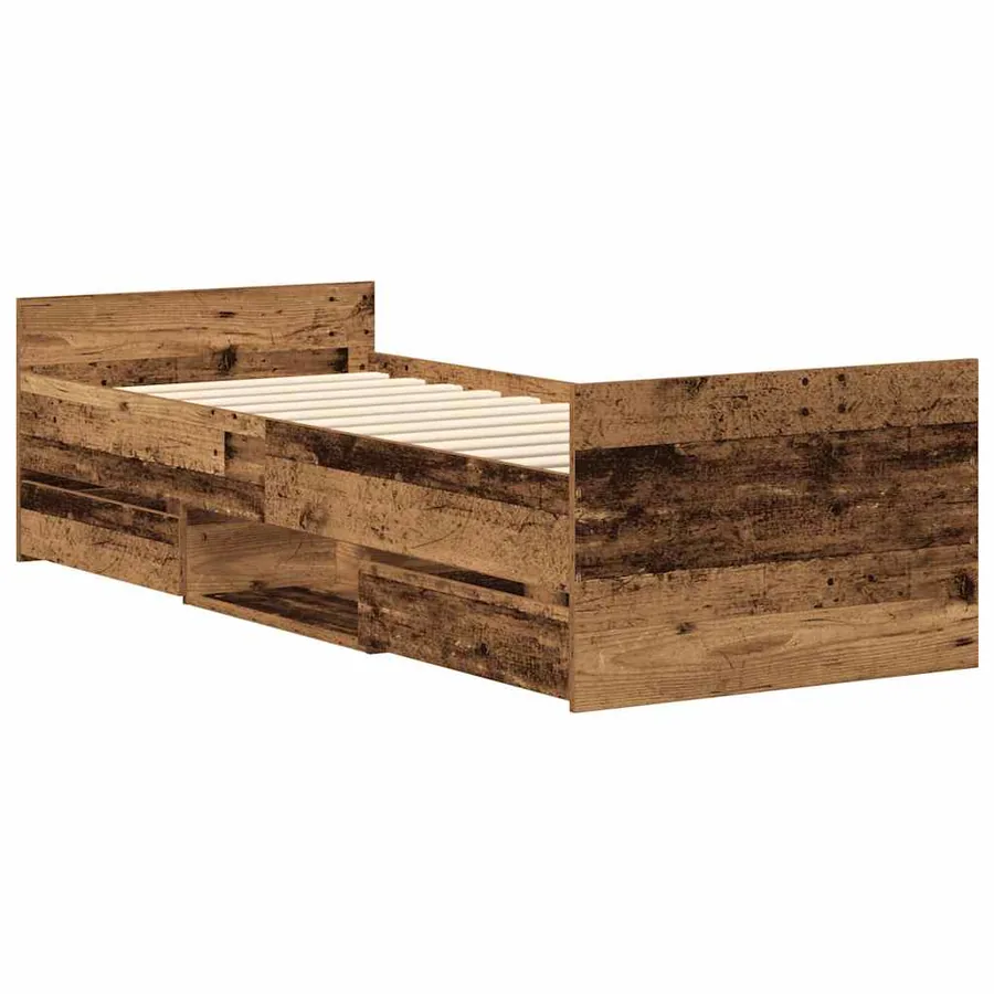 Cadre de lit sans matelas vieux bois 90x200 cm bois ingénierie - 8