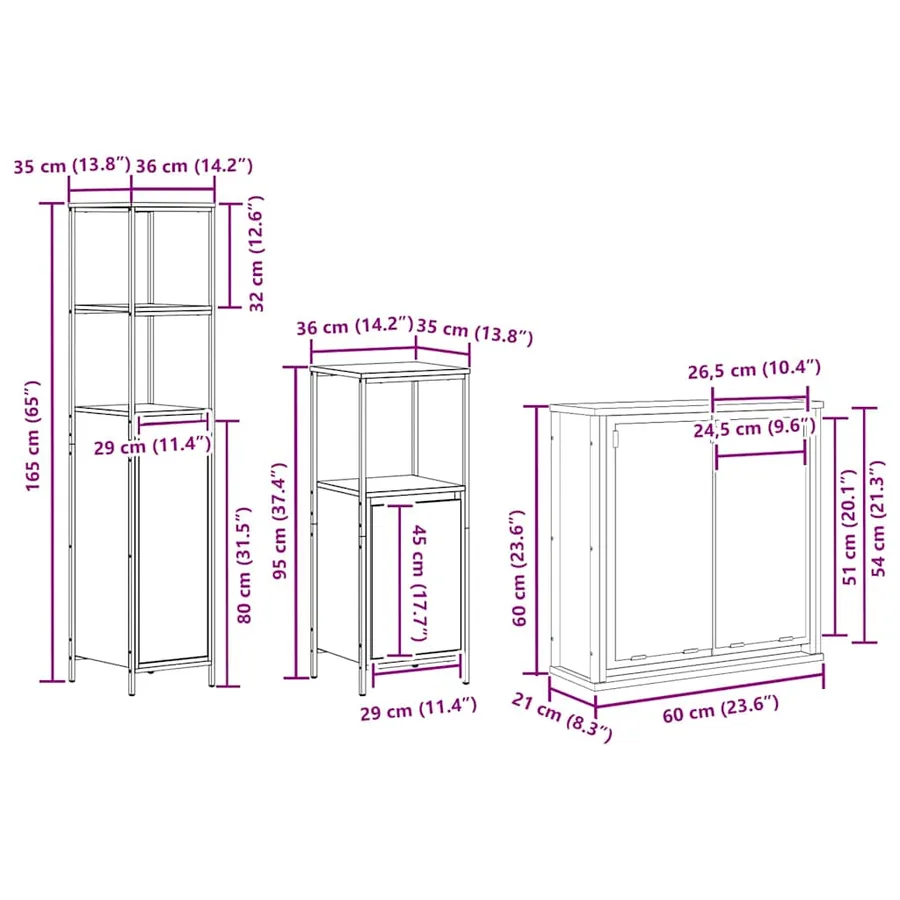 Ensemble de mobilier de salle de bain 5 pcs Bois d'ingénierie - 15