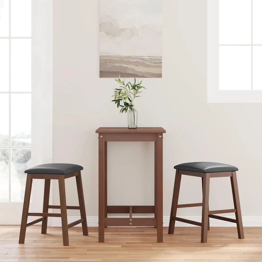 chaises de bar avec coussins 2 pcs marron bois massif d'hévéa