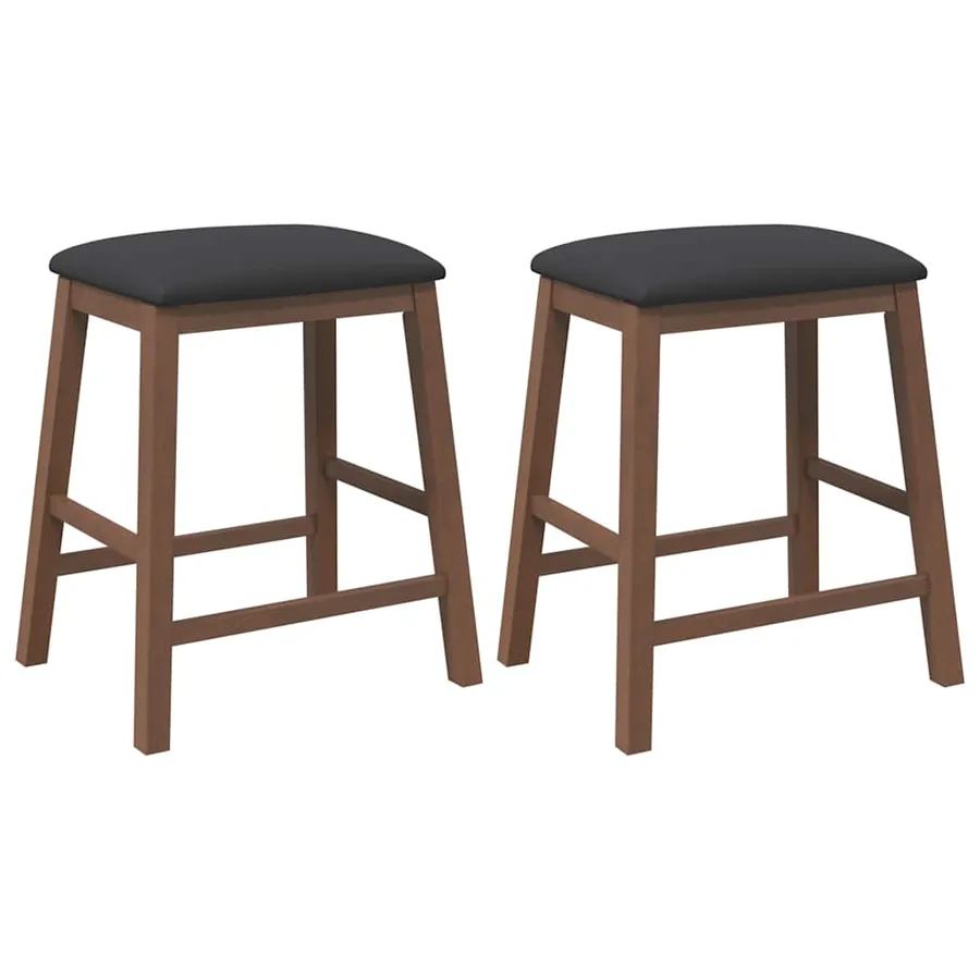 chaises de bar avec coussins 2 pcs marron bois massif d'hévéa - 2