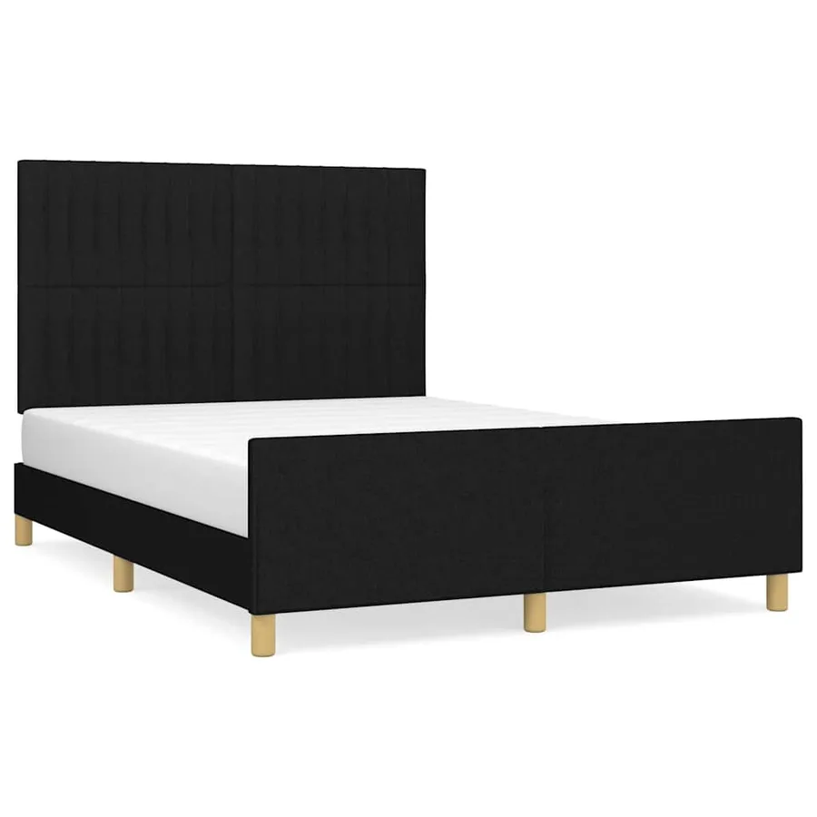 Cadre de lit sans matelas noir 140x200 cm tissu - 2
