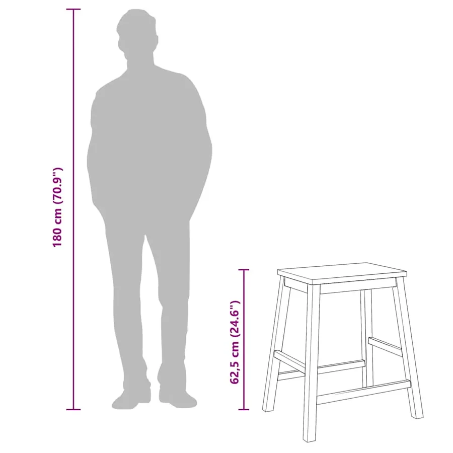 Chaises de bar 2 pcs blanc bois massif d'hévéa - 10
