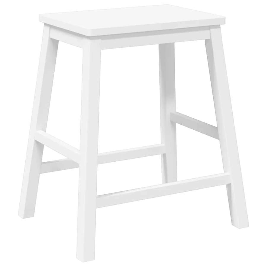 Chaises de bar 2 pcs blanc bois massif d'hévéa - 7