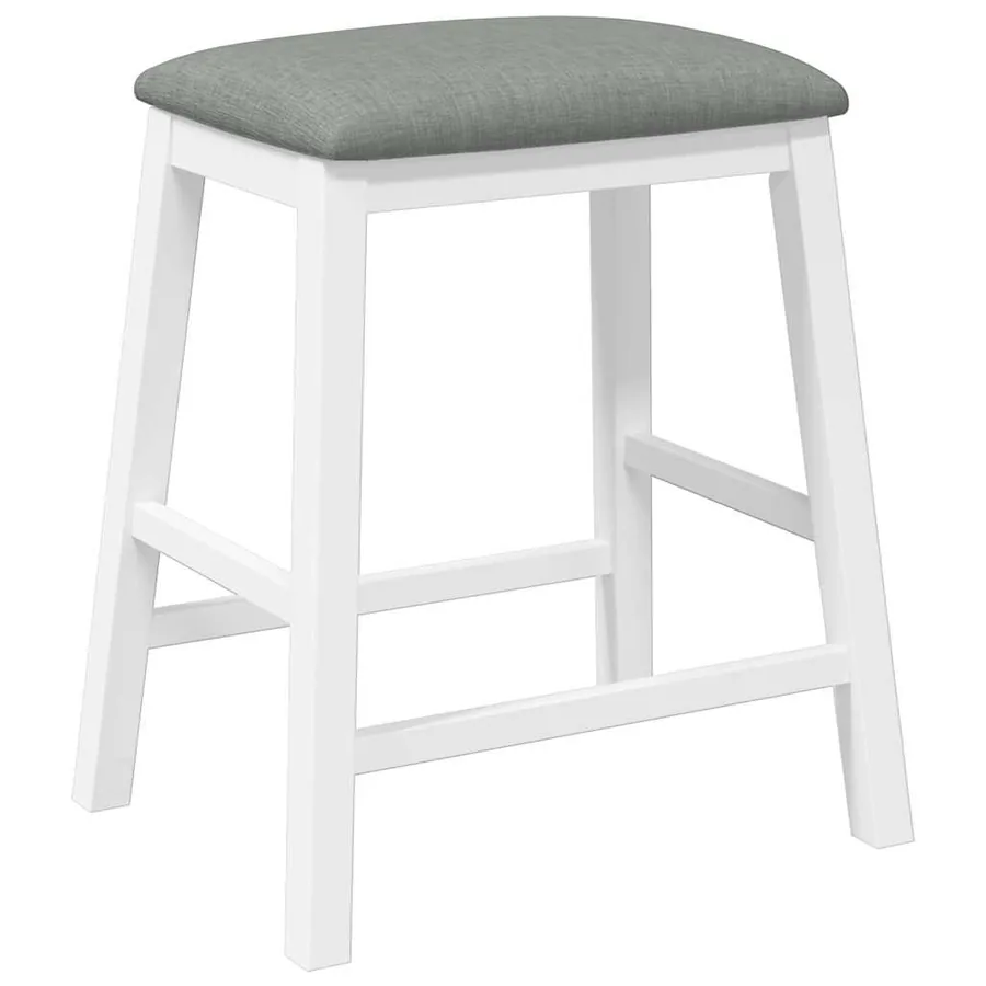 Chaises de bar avec coussins 2 pcs blanc bois massif d'hévéa - 7
