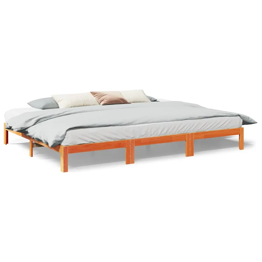 Cadre de lit familial sans matelas marron ciré 240x200 cm - 2