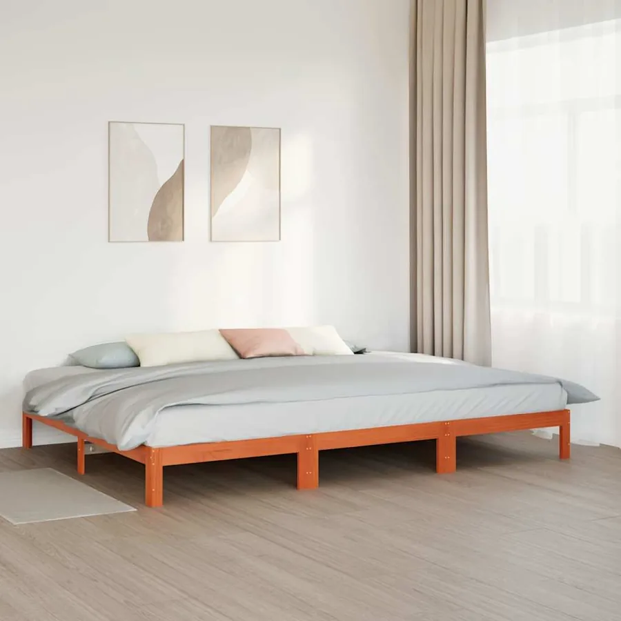 Cadre de lit familial sans matelas marron ciré 240x200 cm - 4