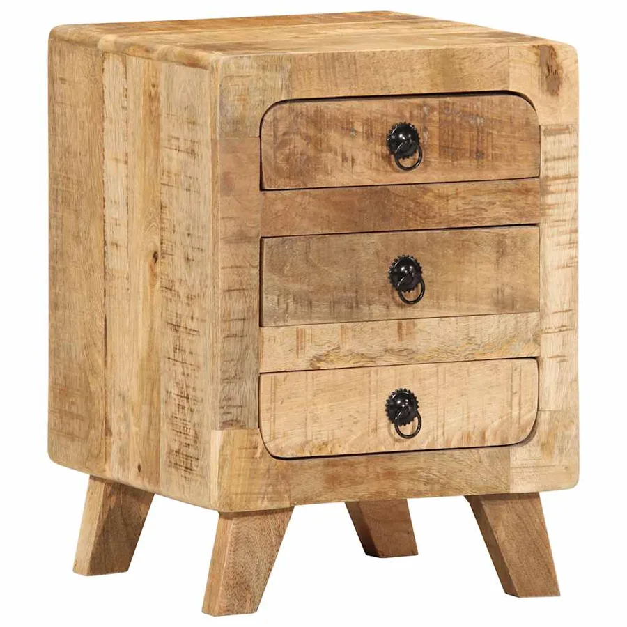 Table de chevet 2 pcs 37x32x50 cm bois massif de manguier brut - 12