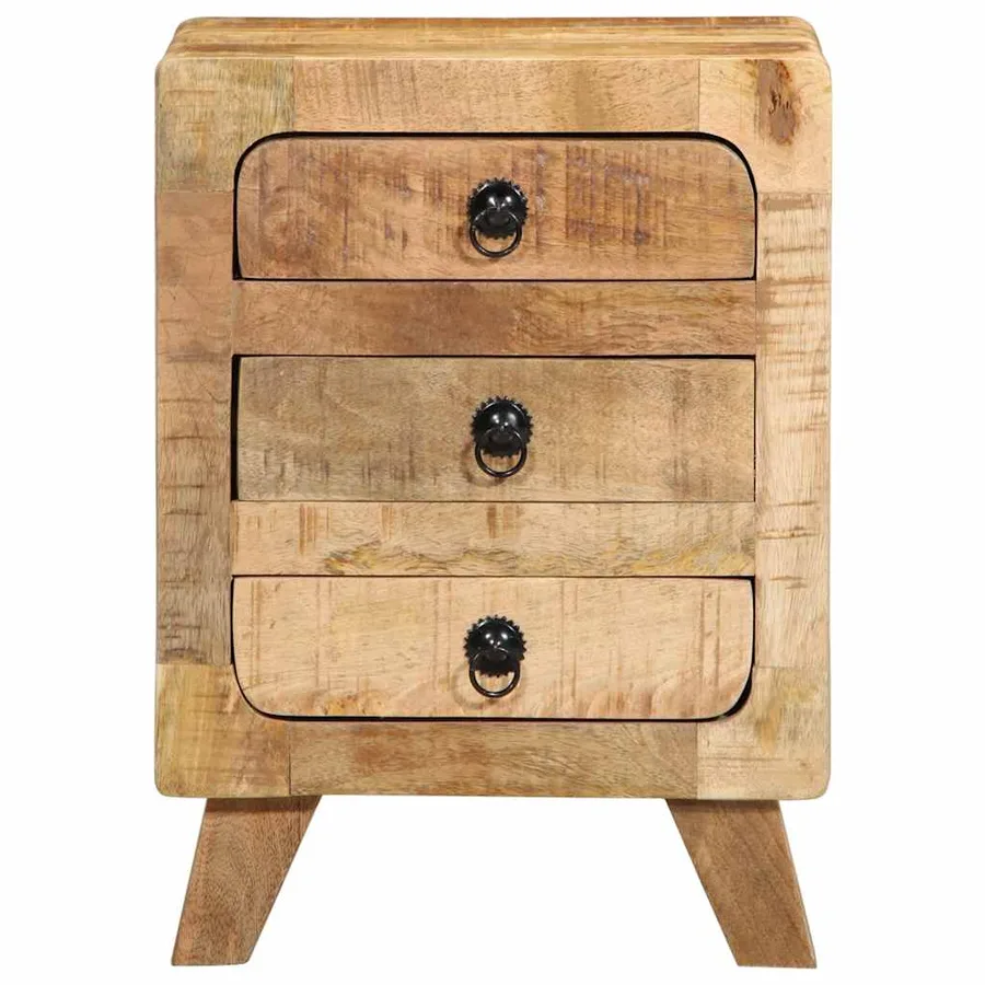 Table de chevet 2 pcs 37x32x50 cm bois massif de manguier brut - 2
