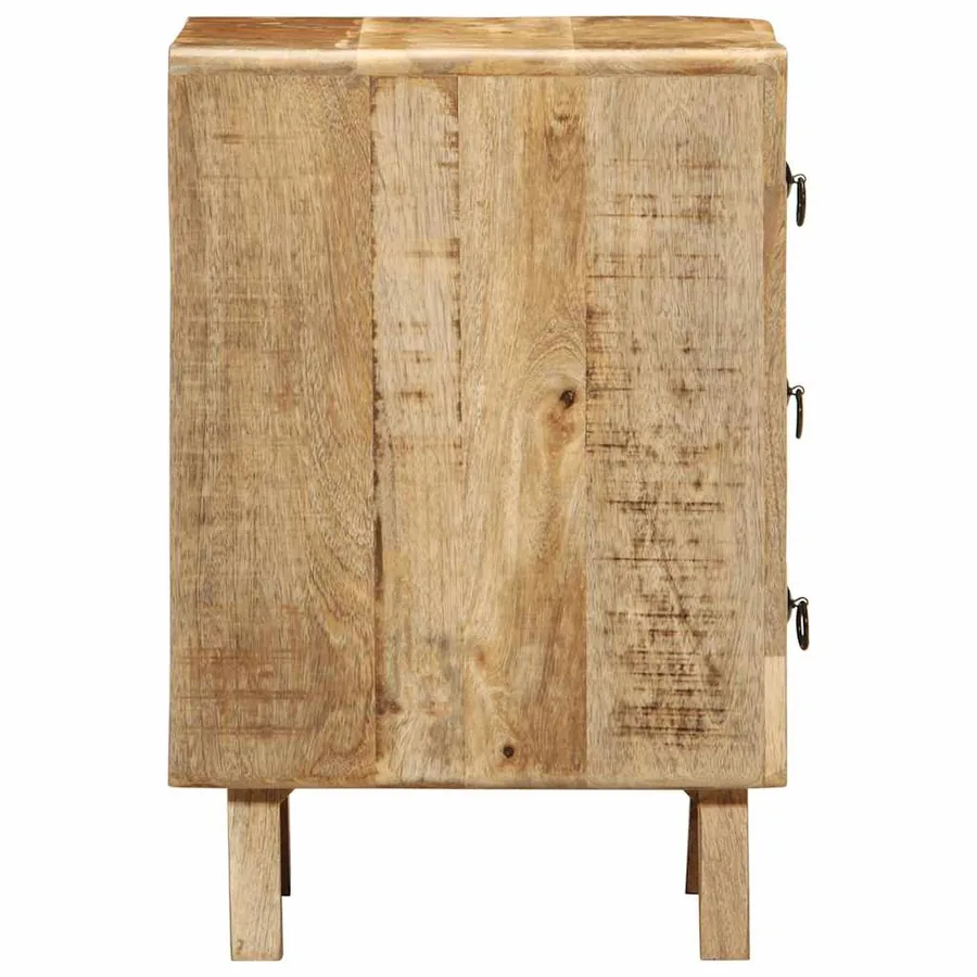 Table de chevet 2 pcs 37x32x50 cm bois massif de manguier brut - 3