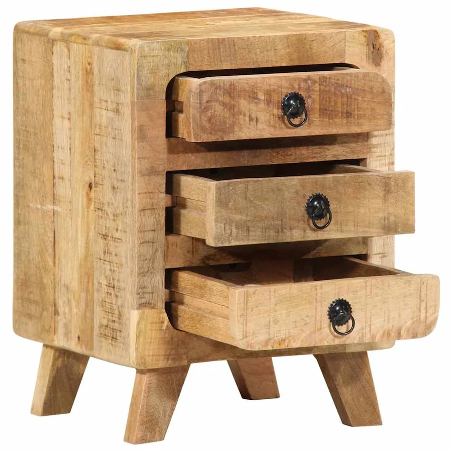 Table de chevet 2 pcs 37x32x50 cm bois massif de manguier brut - 5