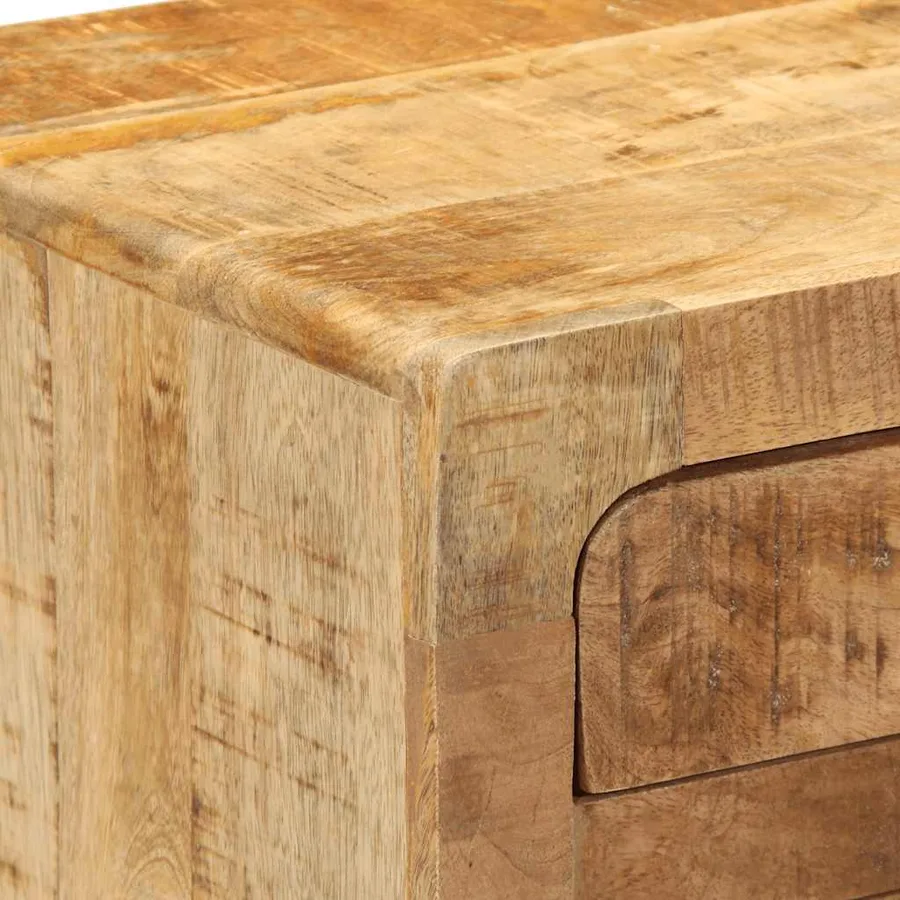 Table de chevet 2 pcs 37x32x50 cm bois massif de manguier brut - 6