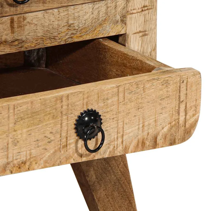 Table de chevet 2 pcs 37x32x50 cm bois massif de manguier brut - 7