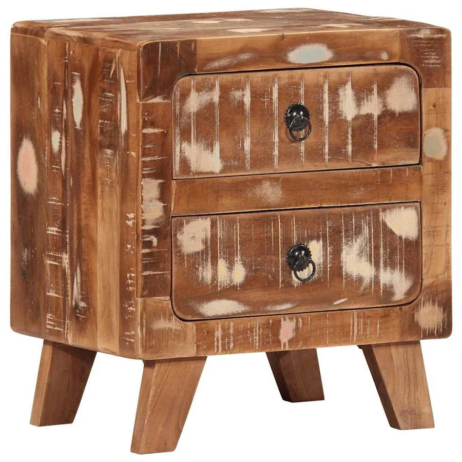 Table de chevet 2 pcs 40x32x46 cm bois massif de récupération - 13