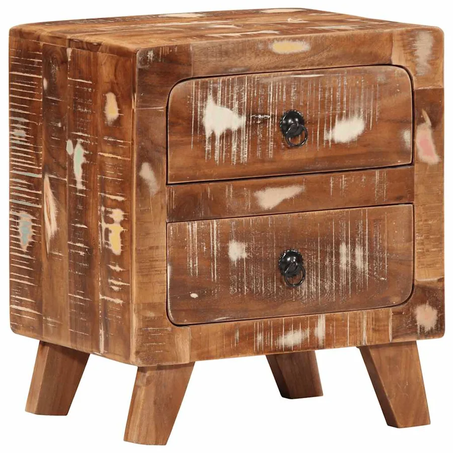 Table de chevet 2 pcs 40x32x46 cm bois massif de récupération - 14
