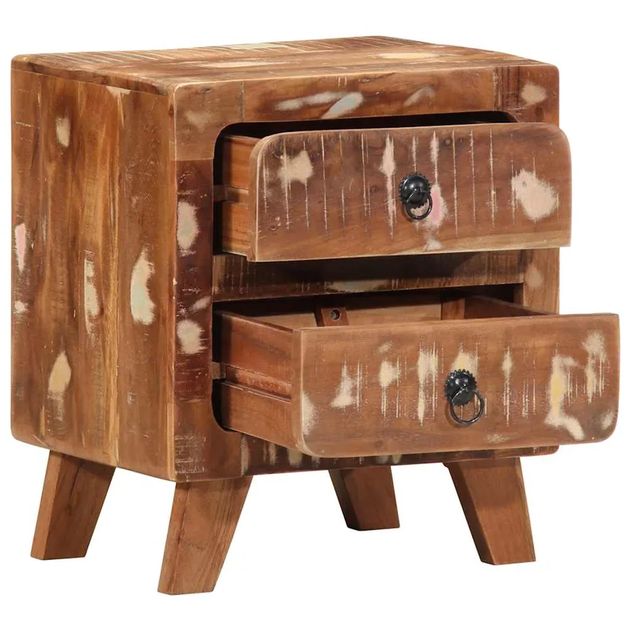 Table de chevet 2 pcs 40x32x46 cm bois massif de récupération - 5