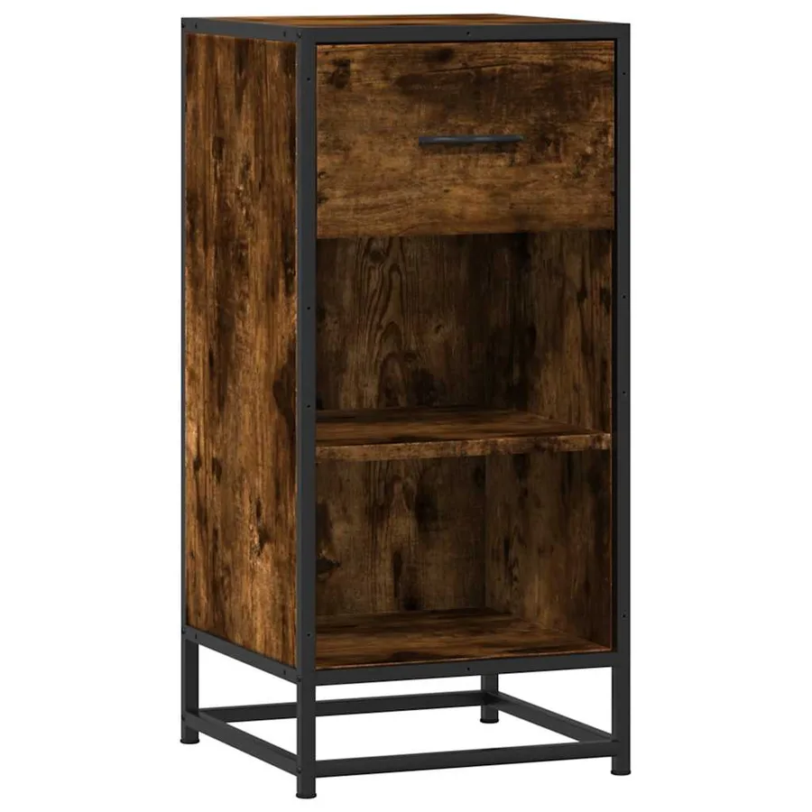 Buffet chêne fumé 35,5x35x76 cm bois d'ingénierie et métal - 2