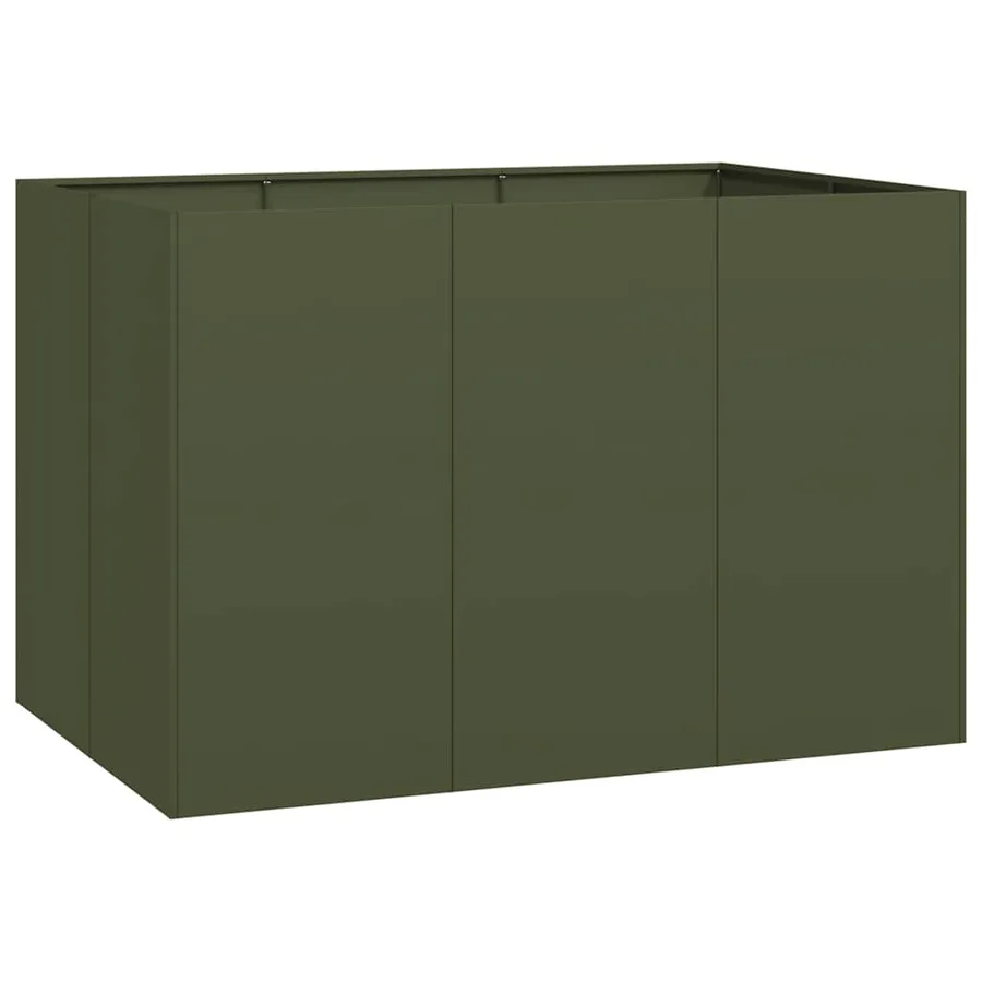 Jardinière vert olive 120x80x80 cm acier - 2