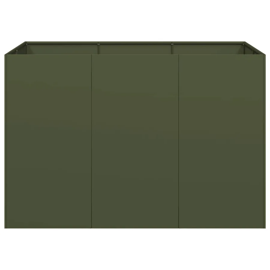 Jardinière vert olive 120x80x80 cm acier - 4