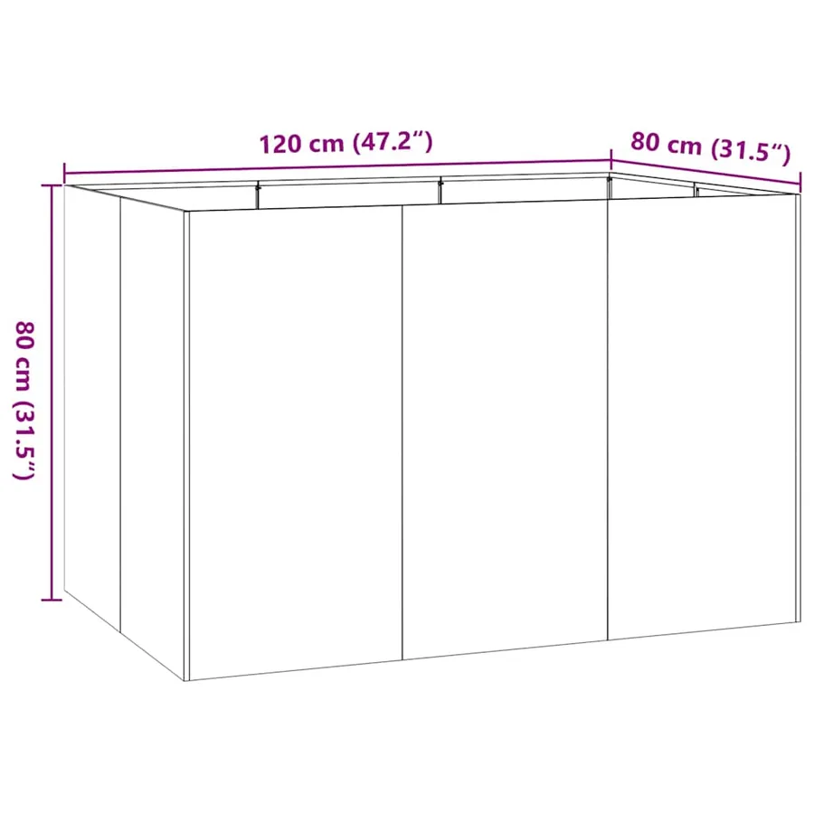 Jardinière vert olive 120x80x80 cm acier - 9