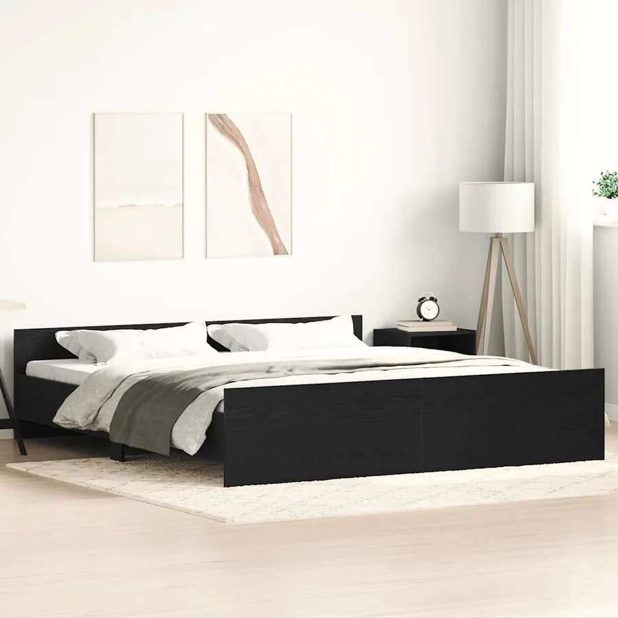 Cadre de lit sans matelas Chêne noir 180 x 200 cm Bois d'ingénierie