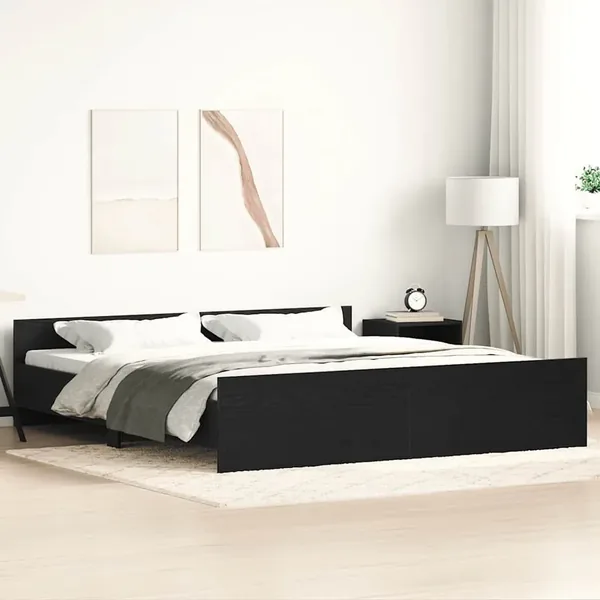 Cadre de lit sans matelas Chêne noir 180 x 200 cm Bois d'ingénierie