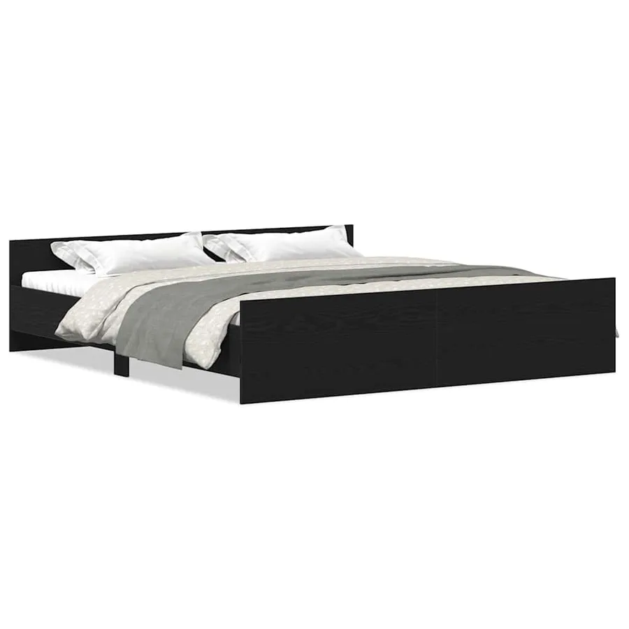 Cadre de lit sans matelas Chêne noir 180 x 200 cm Bois d'ingénierie - 2