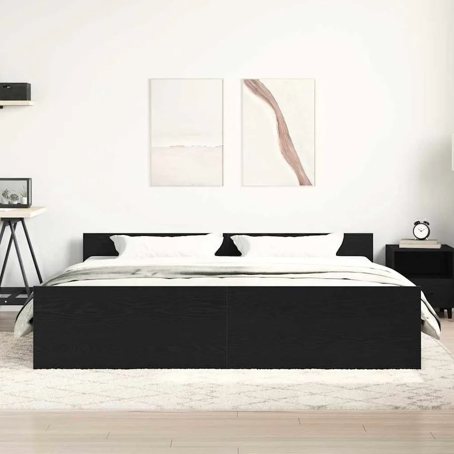 Cadre de lit sans matelas Chêne noir 180 x 200 cm Bois d'ingénierie - 3