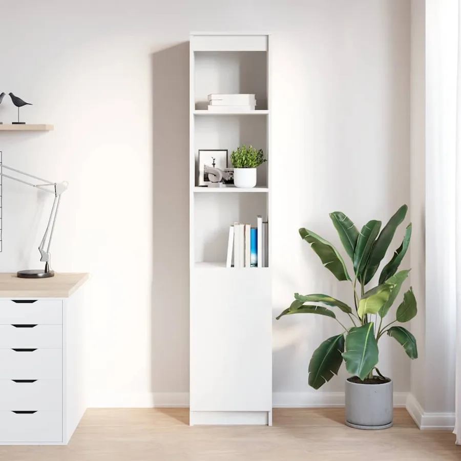 Buffet haut blanc 37,5x35x180 cm bois d'ingénierie - 3