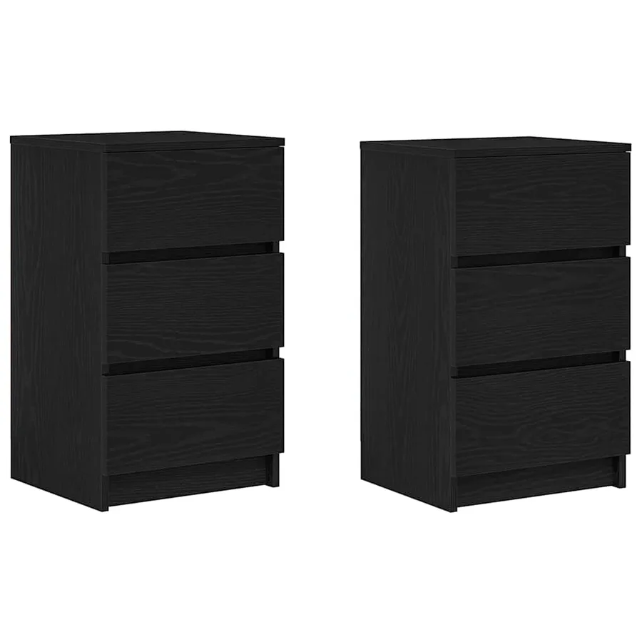 Tables de chevet avec 3 tiroirs 2 pcs noir 39x35x65 cm - 2