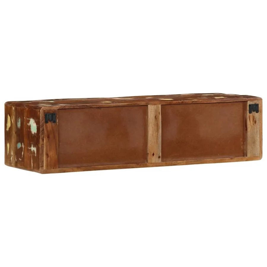 Meuble TV mural 100x32x25 cm bois massif de récupération - 4