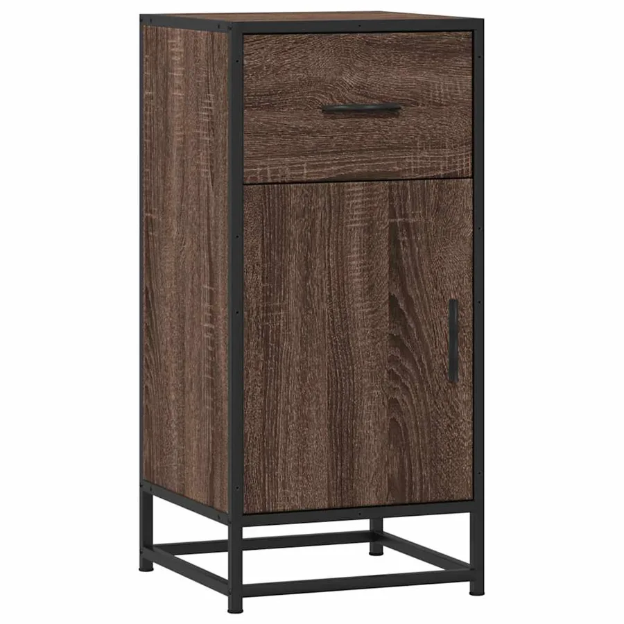Buffet chêne marron 35,5x35x76 cm bois d'ingénierie et métal - 2