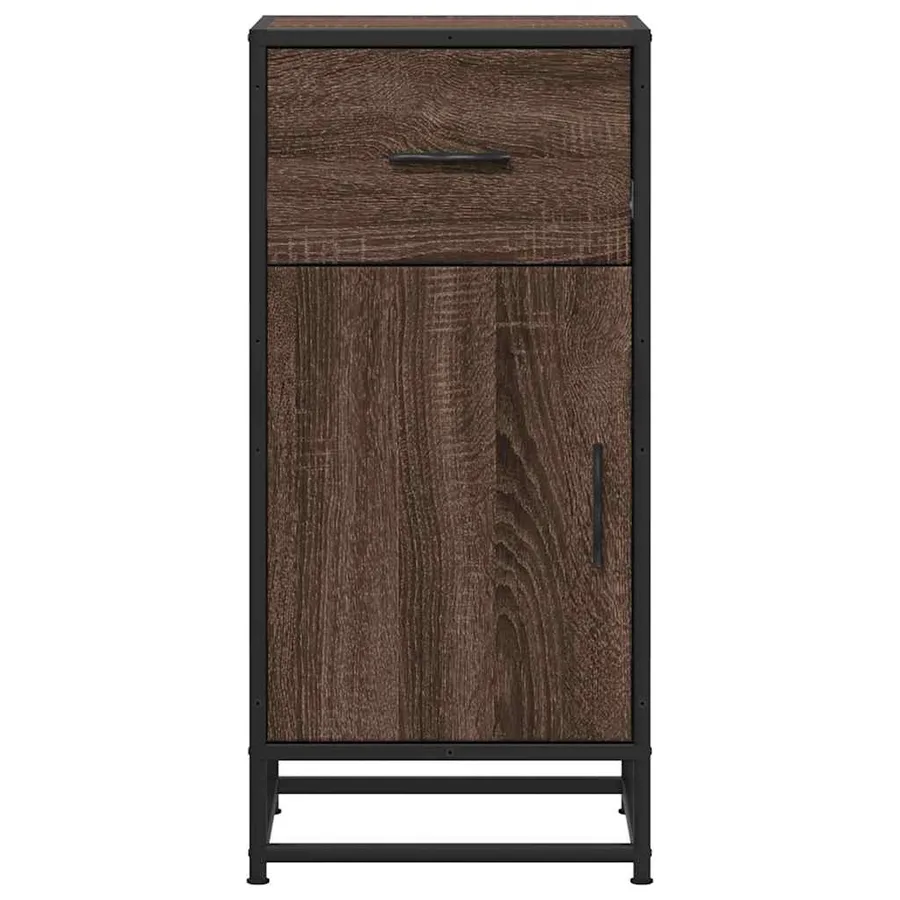 Buffet chêne marron 35,5x35x76 cm bois d'ingénierie et métal - 4