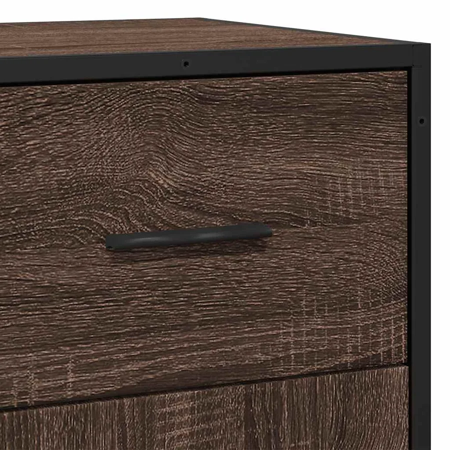 Buffet chêne marron 35,5x35x76 cm bois d'ingénierie et métal - 9