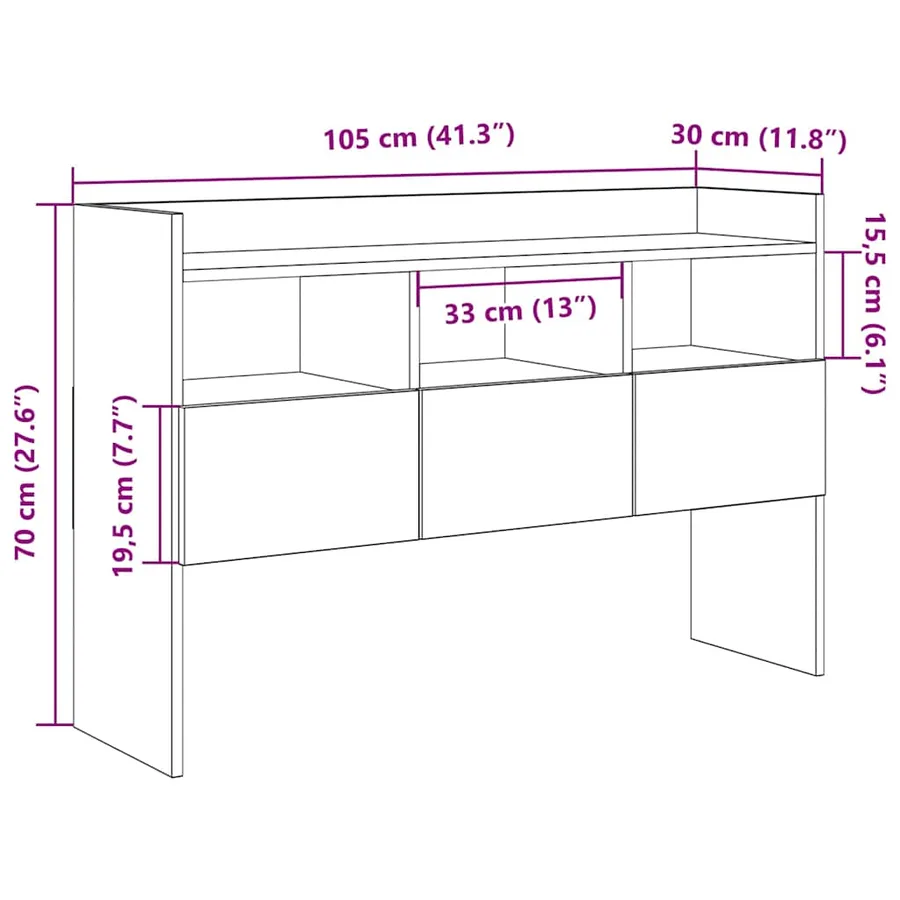 Buffet vieux bois 105x30x70 cm bois d'ingénierie - 10