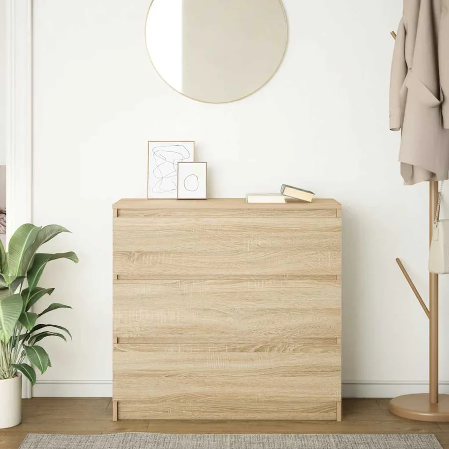 Buffet chêne sonoma 80x35x76 cm bois d'ingénierie - 3