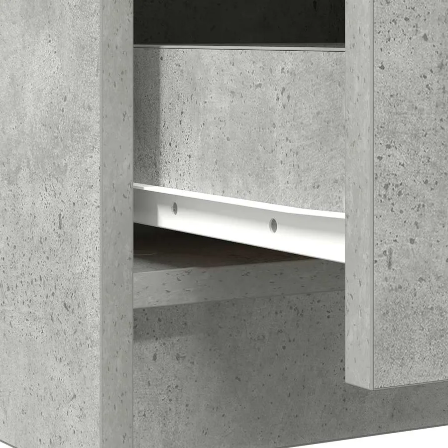 Buffet avec tiroir gris béton 71x35x65 cm bois d'ingénierie - 12
