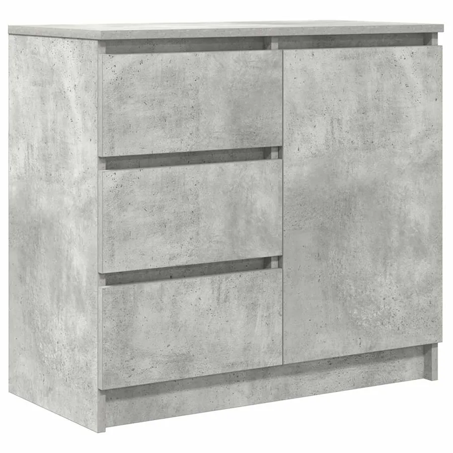 Buffet avec tiroir gris béton 71x35x65 cm bois d'ingénierie - 2