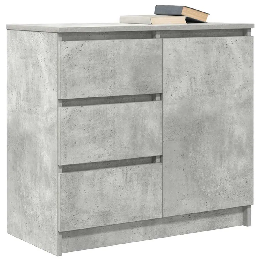 Buffet avec tiroir gris béton 71x35x65 cm bois d'ingénierie - 4