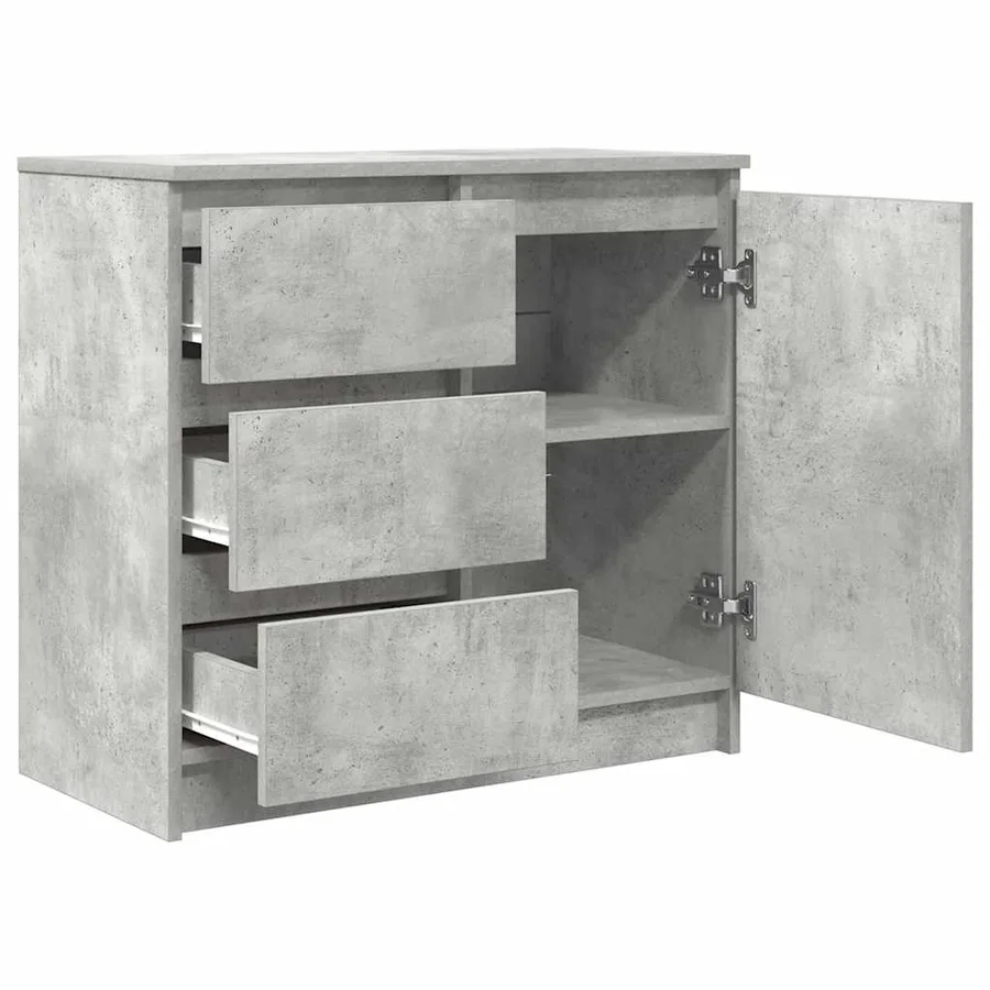 Buffet avec tiroir gris béton 71x35x65 cm bois d'ingénierie - 5