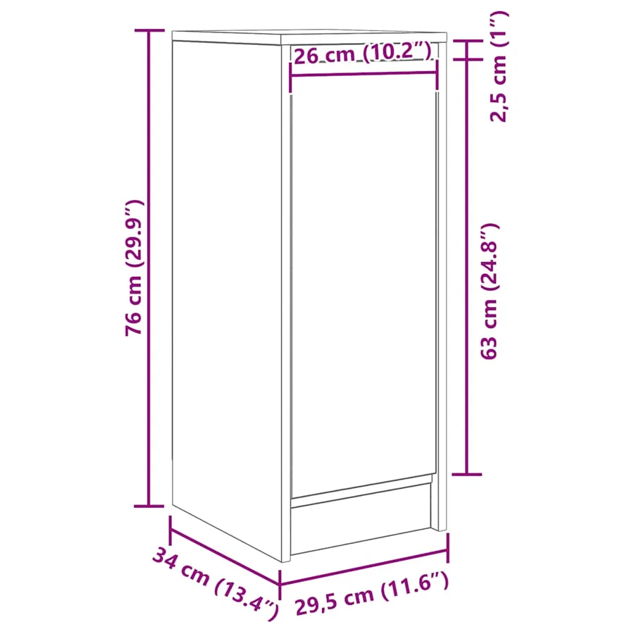 Buffet blanc 29,5x34x76 cm bois d'ingénierie - 13