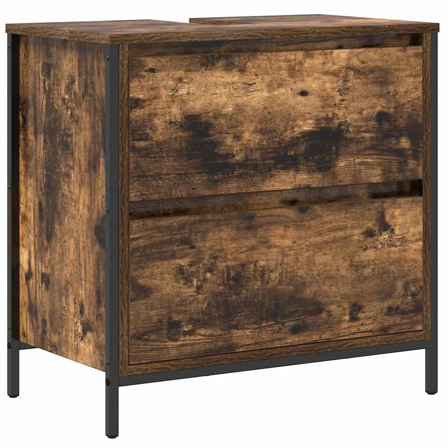 Ensemble de meubles de salle de bain 2 pcs en bois d'ingénierie chêne fumé - 5