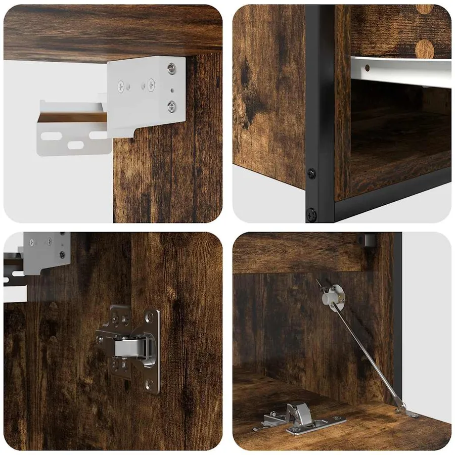 Ensemble de meubles de salle de bain 2 pcs en bois d'ingénierie chêne fumé - 6