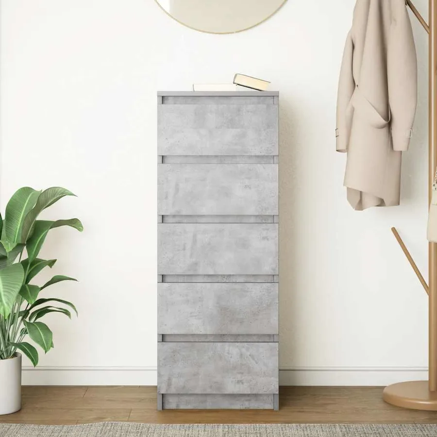Buffet avec tiroirs gris béton 37,5x35x99 cm bois d'ingénierie - 3