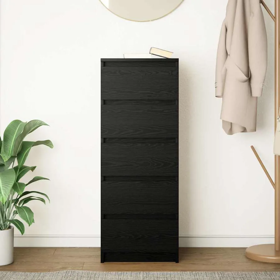 Buffet avec tiroirs chêne noir 37,5x35x99 cm bois d'ingénierie - 3